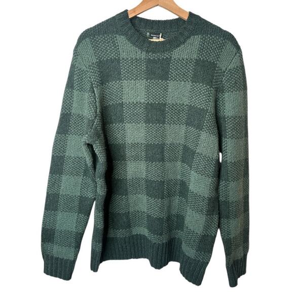 SmartWool Dk Sage Heather Cozy Lodge Buffalo Check Sweater Men's Size L NWT - Picture 3 of 8